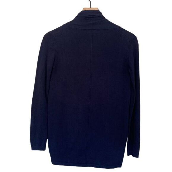 Zara Small Navy Cardigan Open Front Flyaway Sweater - Picture 5 of 9